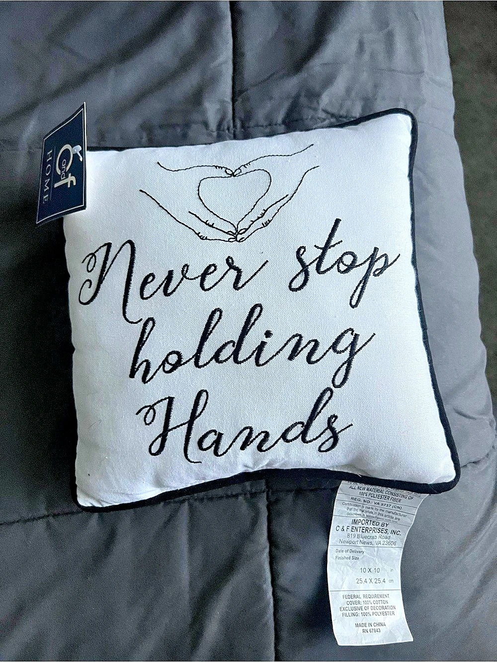 C&F Enterprises Home Decor Wedding Cozy Love Gifts for her 10 x 10 Pillow NWT